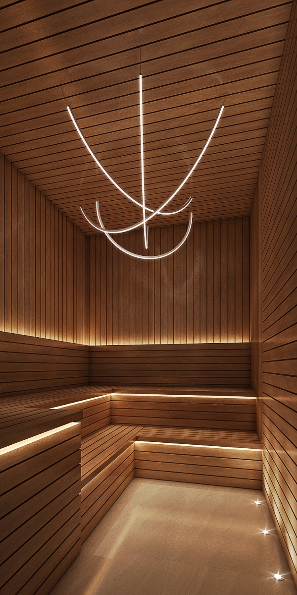 Sauna lit with waterproof LED strips